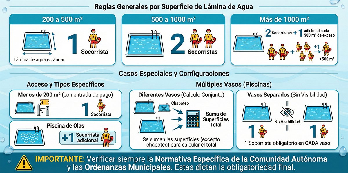 Socorristas necesarios en una piscina en Castellón